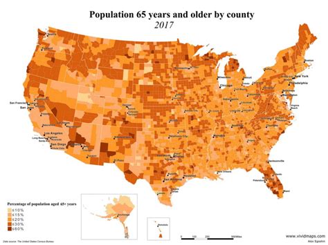 Population 65 years and older by the U.S. county - Vivid Maps | Map ...