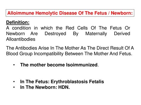 Ppt Alloimmune Hemolytic Disease Of The Fetus Newborn Rh