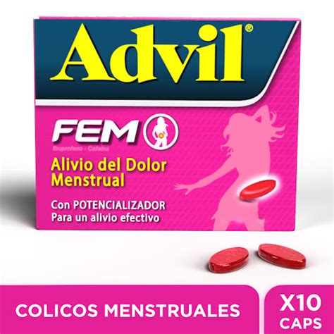 Advil Fem Ibuprofeno Alivio De Cólicos Menstruales Fuertes X 10 Caps