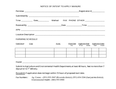 County Of Riverside California Notice Of Intent To Apply Manure Fill