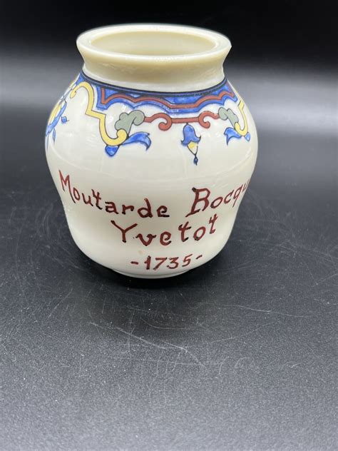 Vintage Milk Glass Mustard Jar Moutarde Bocquet Yvetot Ebay