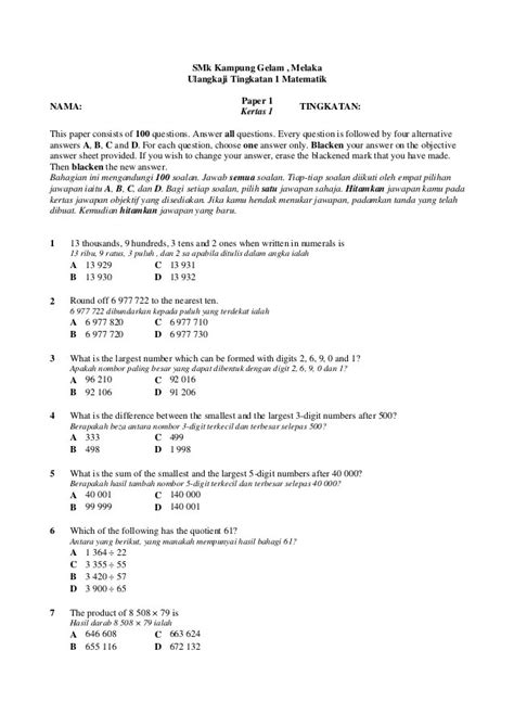 Latihan Soalan Algebra Tingkatan 1 Contoh Soalan Dan Jawapan Rumus