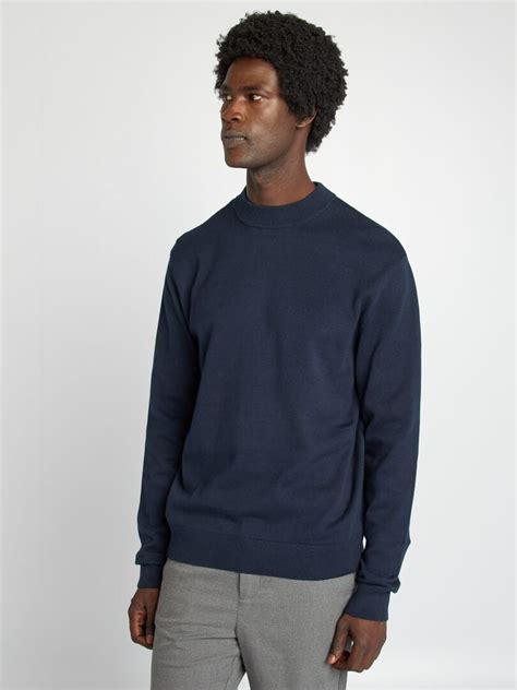 Pull Uni Col Montant Bleu Marine Kiabi