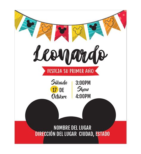 Invitaci N Cumplea Os Mickey Dise Os Personalizados F