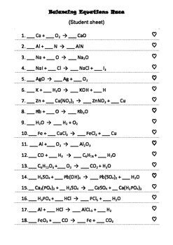 Balancing Chemical Equations Race