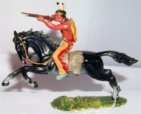 Elastolin Indianer Zu Pferd Mit Gewehr Schie End Germantoys De