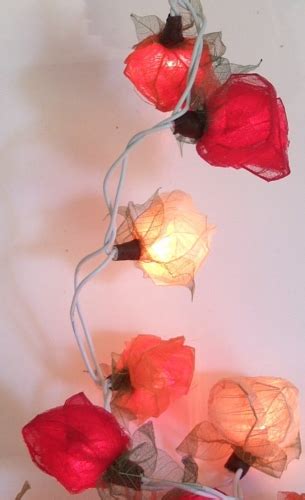 Blüten LED Lichterkette 20 Stk Rose rot weiß orange