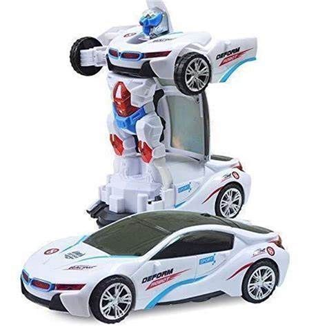 Carrinho Vira Rob Luz Som Transformers Branco Bate E Volta Submarino