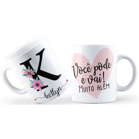 Caneca Porcelana Xicara Personalizada Letra Inicial Nome K Shopee Brasil