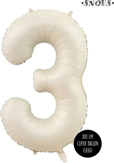 Cijfer Helium Folie Ballon XL Jaar Cijfer Creme Satijn Nude Cm Bol