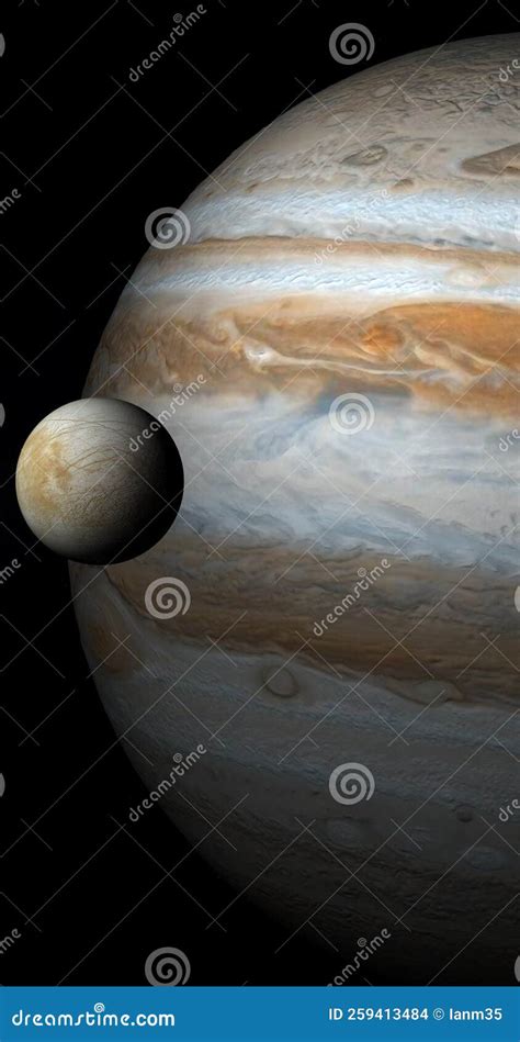 Europa Moon, Jupiter Satellite With Space Ship. Cartoon Vector ...