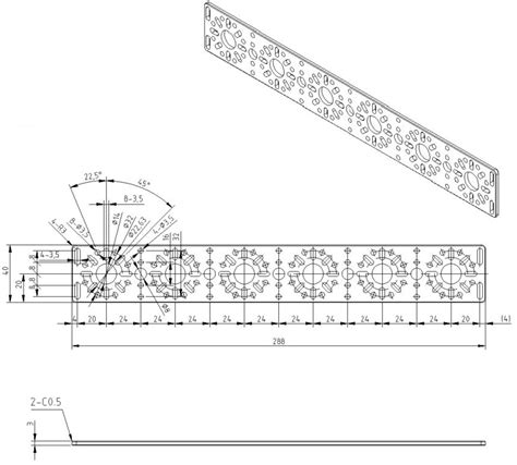 288mm X 40mm Flat Bracket 2 Pack Studica Robotics