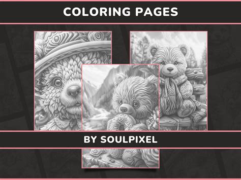 20 Cute Bears Coloring Pages For Adults Set 1 Adorable Teddies Flower Blossoms Printable