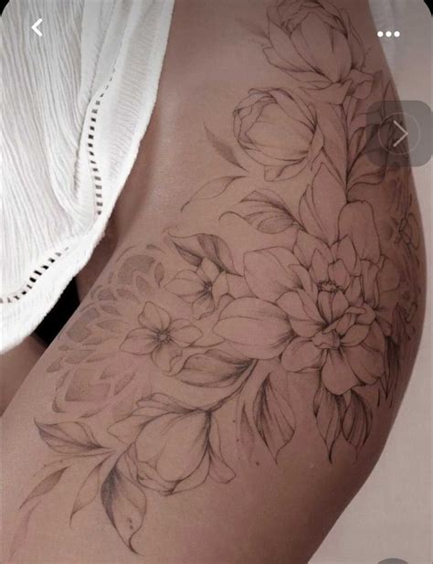 Feminine Thigh Tattoos Beautiful Floral Design