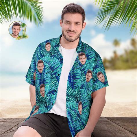 Custom Face Hawaiian Shirt Mens Popular All Over Print Hawaiian Beach