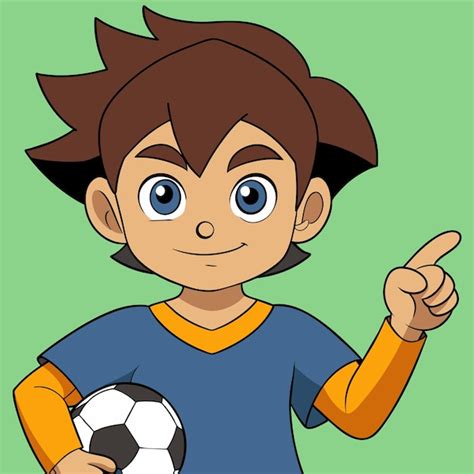 Premium Vector A Cartoon Drawing Of A Boy With A Soccer Ball Pointing