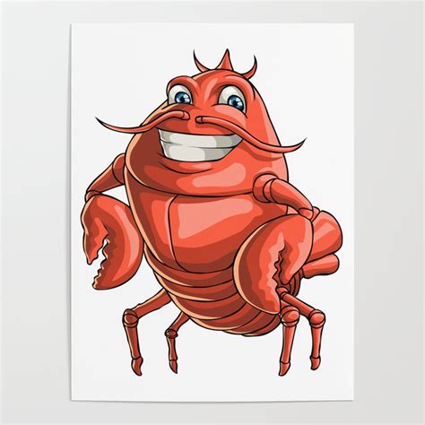 Lobster Character Funny Ocean Sea Creature Poster by Ocean Front Art | Society6