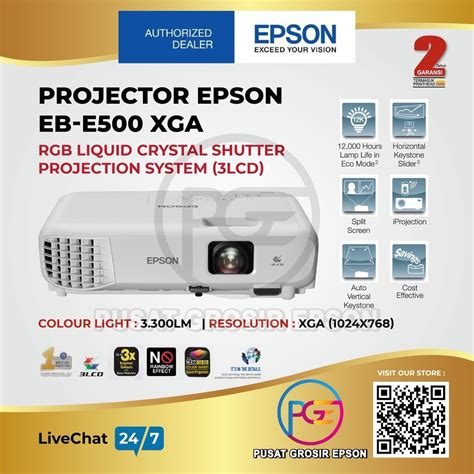 Jual PROYEKTOR EPSON EB E500 EB E500 EBE 500 Pengganti EB S400 XGA 3300