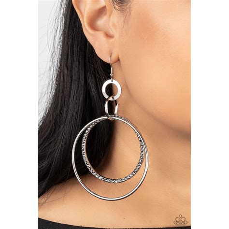 Paparazzi Haute Hysteria Silver Pierced Earrings Sparkle Armand