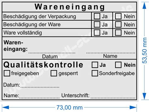 Wareneingangsstempel Qualit Tskontrolle Sonderfreigabe