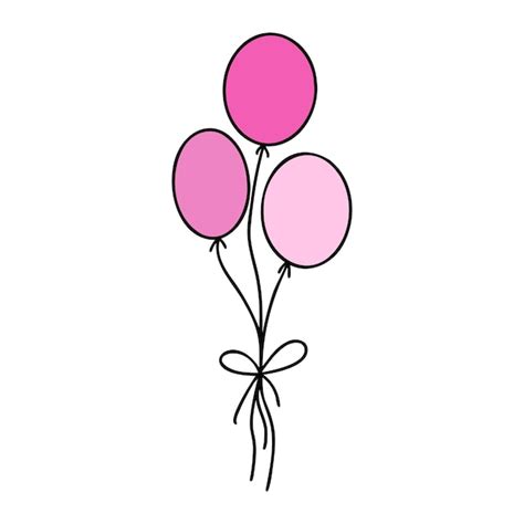 Bouquet De Ballons Roses Illustration Dessinée à La Main Vecteur Premium