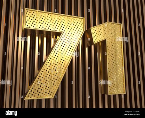 number 71 (number seventy-one) perforated with small holes on the metal ...