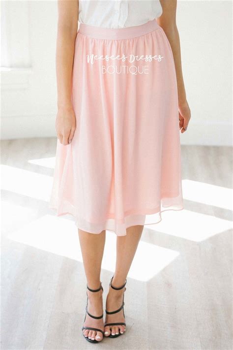 Blush Pink Chiffon Skirt Modest Skirt For Church Modest Bridesmaids