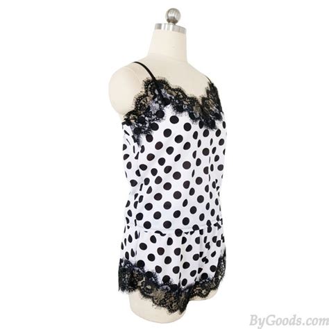 Sexy Fresh Polka Dot Shirt Women Lingerie Chiffon Suit Dot Lace Pajamas Sleepwear Pajamas