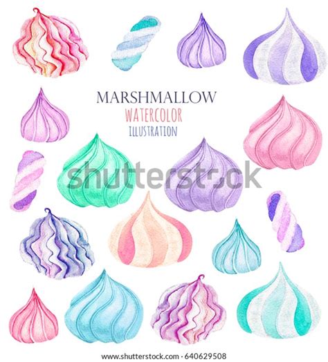 Watercolor Marshmallow Illustration Set Hand Drawn