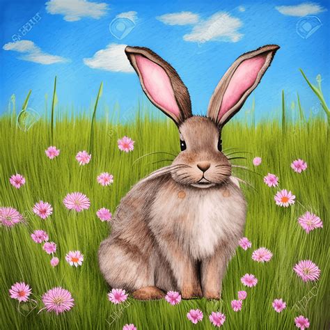 Fluffy Light Brown Bunny Realistic Big Floppy Ears Sitting · Creative