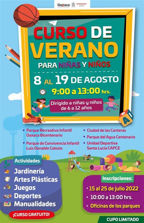 ¡cursos De Verano Para Niñas Y Niños En Los Parques De Oaxaca Oaxaca Hoy