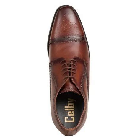 Celby Tan Dual Shade Brogue Formal Height Increasing Leather Shoes For