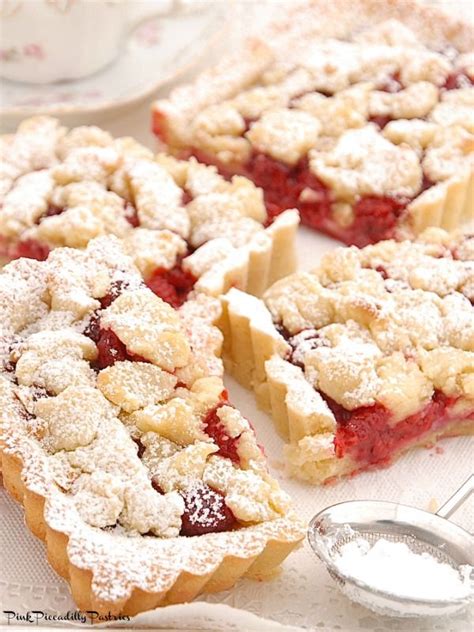 Tea Time Raspberry Almond Crumble Tart Pink Piccadilly Pastries