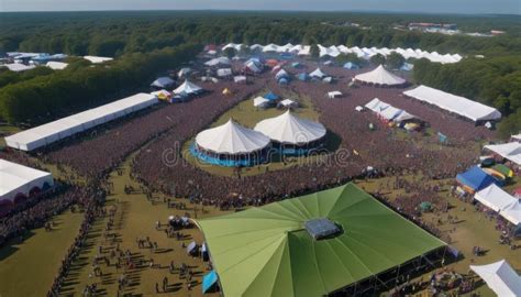 Aerial View of Large Festival with Tents and Crowd Stock Photo - Image ...