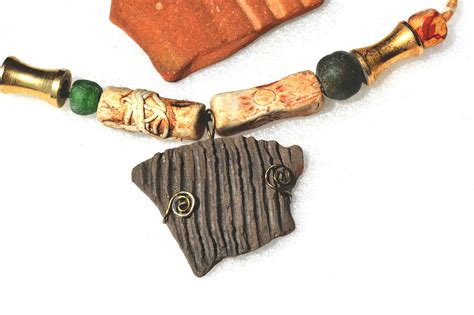 Israeli Jewelry Ceramic Necklace. Jewelry from Israel. Brown | Etsy