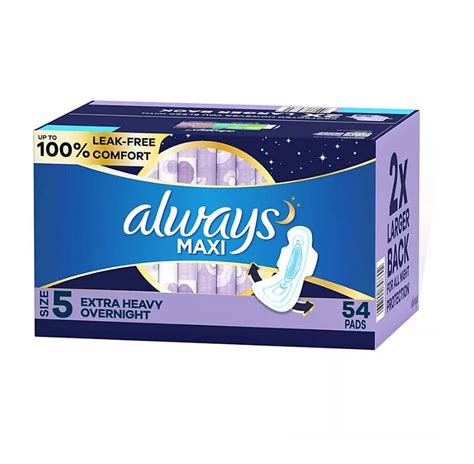 Always Maxi Pads Size 5 Overnight Feminine Pads With Rapid Dry And