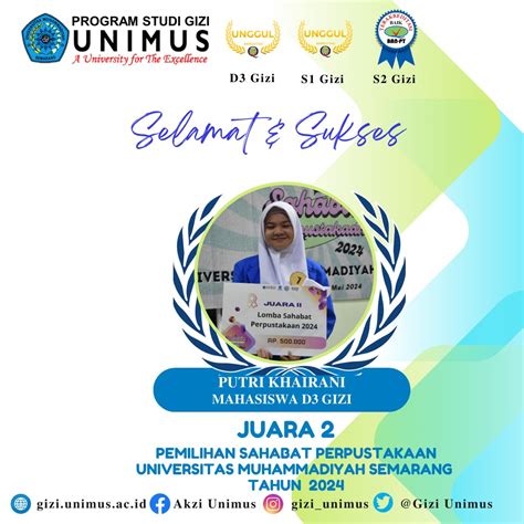 Mahasiswa D3 Gizi Unimus Raih Juara 2 Dalam Ajang Pemilihan Sahabat