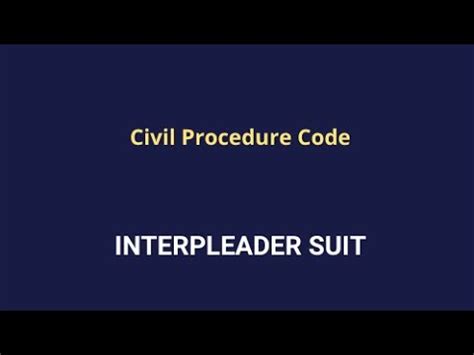 Interpleader Suit Cpc Order Youtube