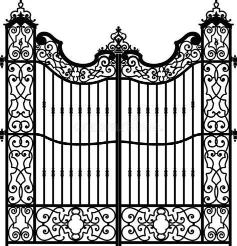 Vintage Wrought Iron Gate Design Set Stock Vector Illustration Of