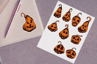 Spooky Halloween Pumpkins Sticker SVG Graphic By Klimushka Creative