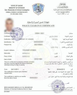 Qatar Police Clearance Certificate