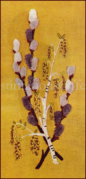Rare Wilson Spring Catkins Crewel Embroidery Kit Pussy Willow Contemporary Stitchery Crafts