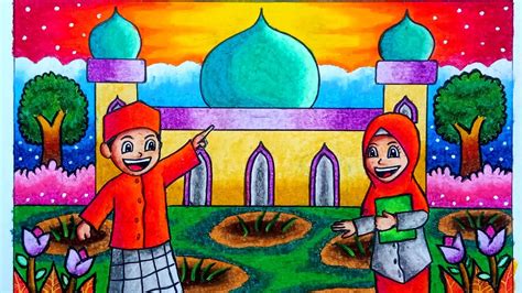 Cara Menggambar Masjid Yang Ada Orangnya YouTube