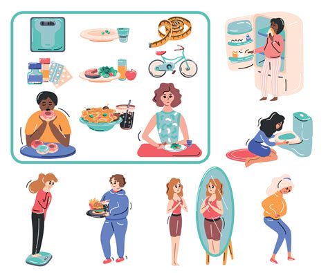 Eating Disorders Flat Set Vector Art At Vecteezy