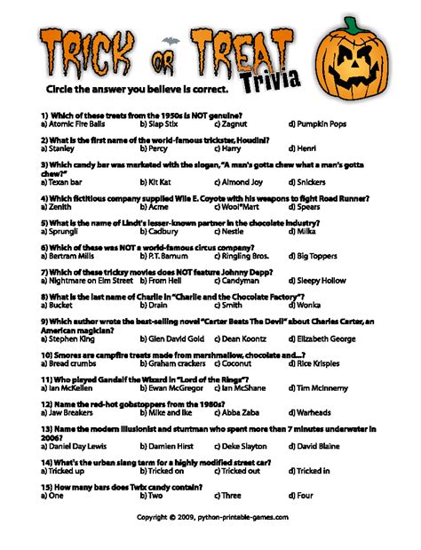 Halloween Trivia Questions And Answers Free Printable - Free Printable