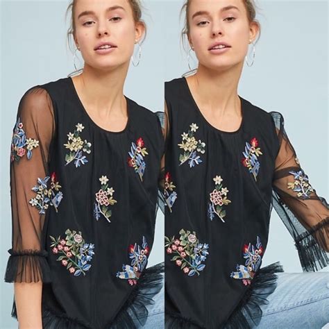 Anthropologie Tops Anthro Ranna Gill Daria Embroidered Top Size S