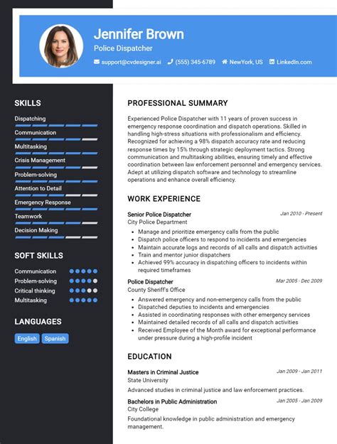 Police Dispatcher Cv Example For 2024 How To Craft A Winning Cv