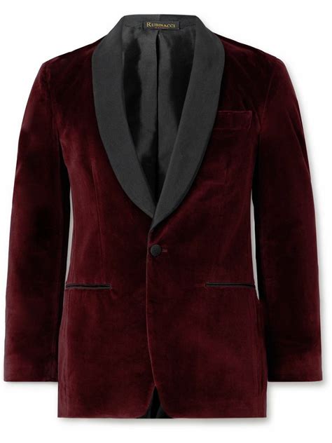 Rubinacci Slim Fit Shawl Collar Cotton Velvet Tuxedo Jacket