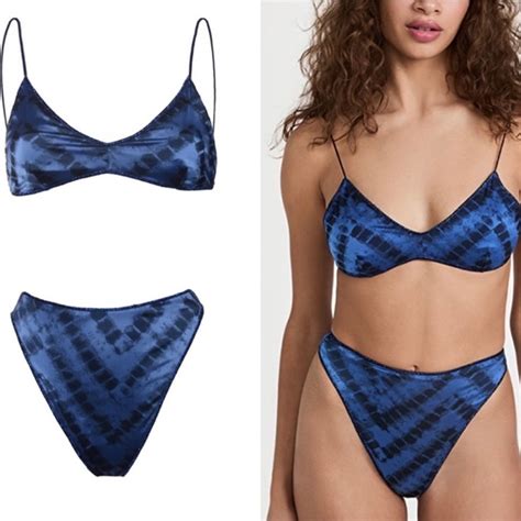 Oseree Swim Oseree Safari 9s Bra And Bikini Bottoms Set In Blue