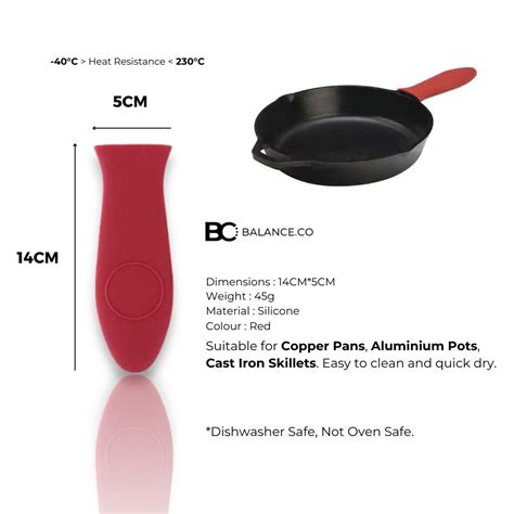 Balance Co Heat Insulated Silicone Hot Handle Holder Removable Grips Cast Iron Skillet Grill Pan